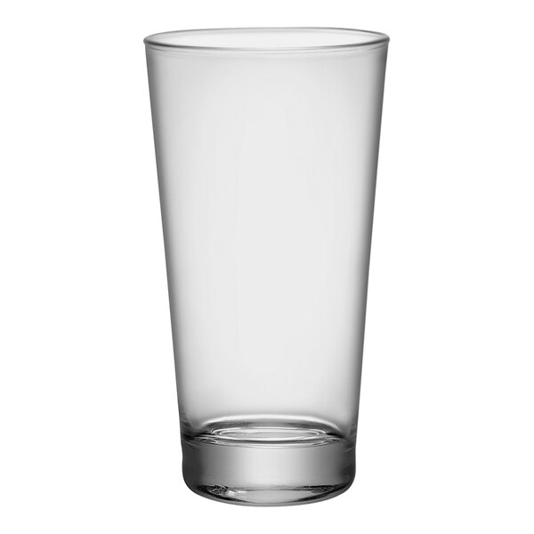 A clear Bormioli Rocco highball glass.