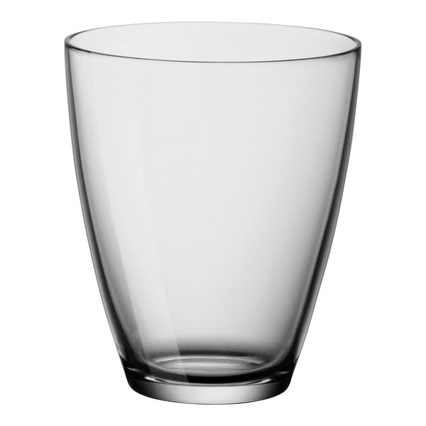 A clear Bormioli Rocco Zeno rocks glass.