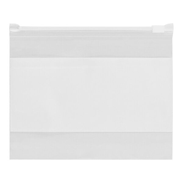 A white bag with a white slider top and white block.