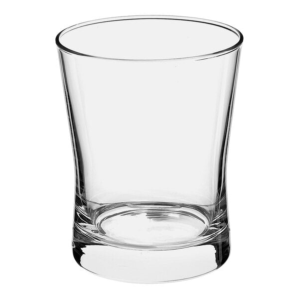 A clear Bormioli Rocco Aura rocks glass.