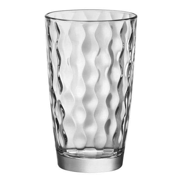 A Bormioli Rocco Silk from Steelite International cooler glass with a wavy pattern.