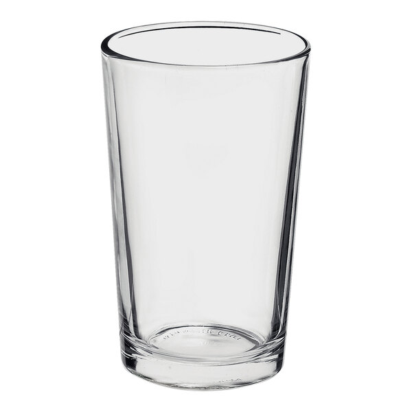 A Bormioli Rocco clear drinking glass.