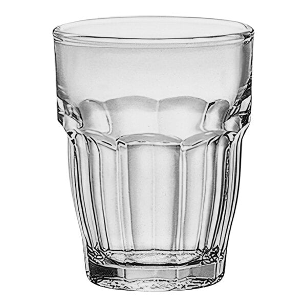 A clear Bormioli Rocco Rock Bar shot glass.