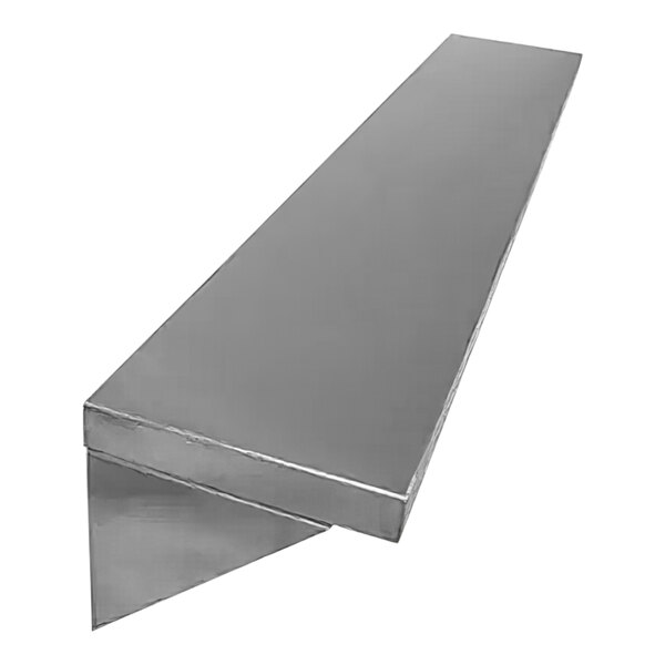A stainless steel rectangular shelf for a drive-thru window.