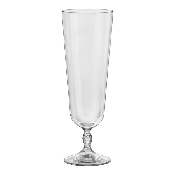A clear stemmed Bormioli Rocco beer glass.
