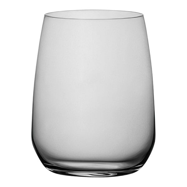 A Bormioli Rocco clear water glass.