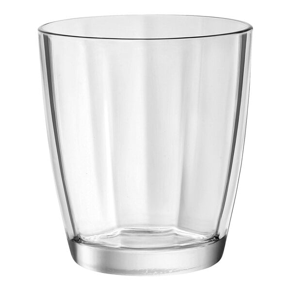 A clear Bormioli Rocco Pulsar double old fashioned glass.