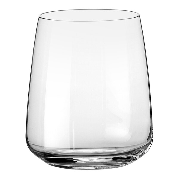 A Bormioli Rocco clear water glass.