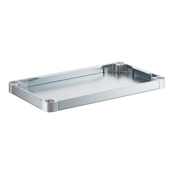 A silver rectangular Regency undershelf with a handle.