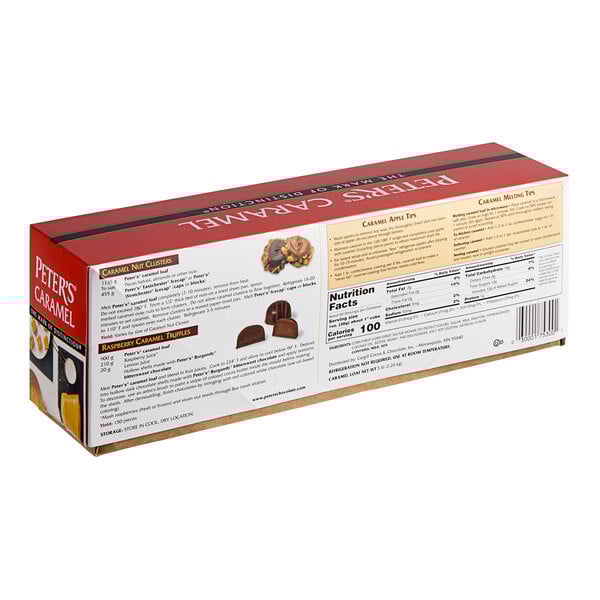 A case of Peter's Chocolate Caramel Loaves on a counter.