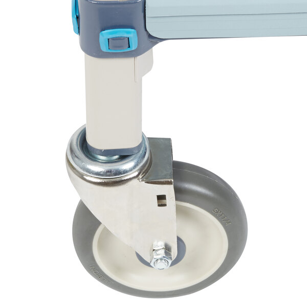 A Metro Max 5MPX polyurethane caster wheel with a metal part.