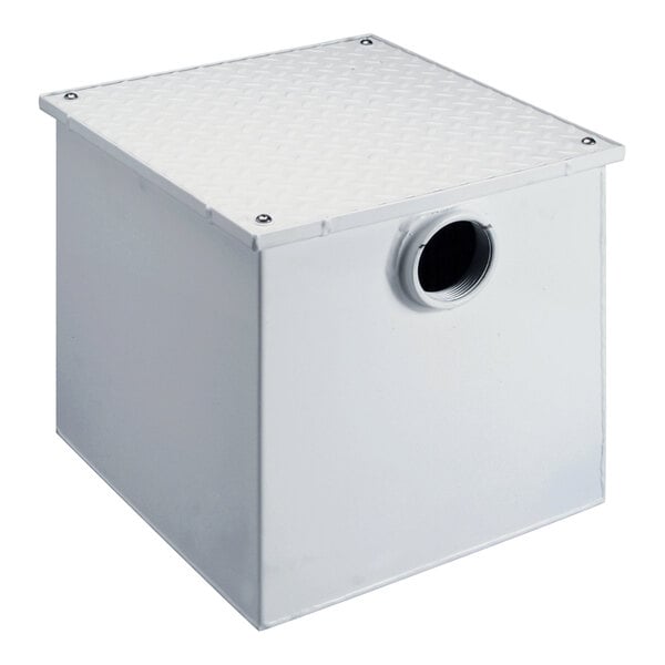 A white square box with a hole in the top.