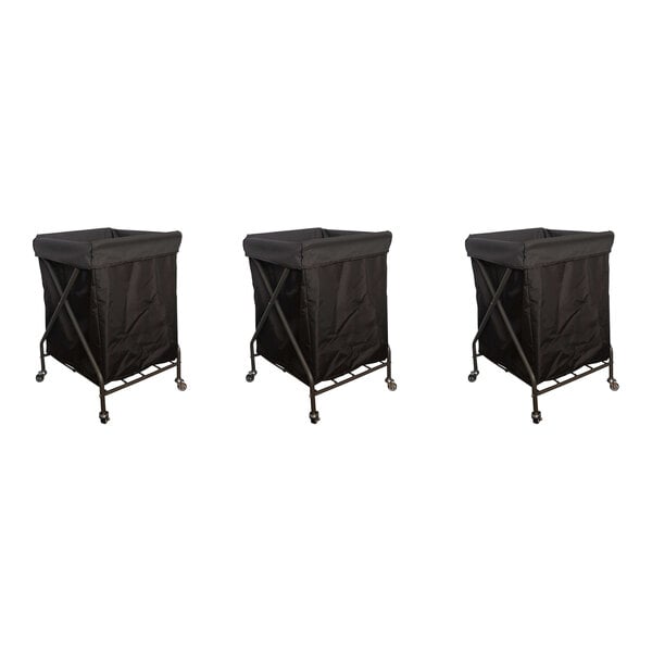 A Grosfillex outdoor triple unit towel valet in black.