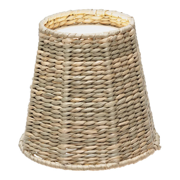 A Zafferano America woven lamp shade with a white surface.