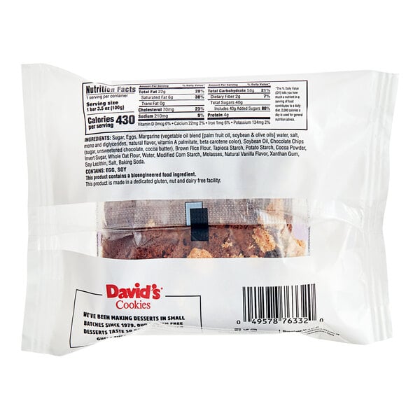 A package of David's Cookies Gluten-Free Brookie.