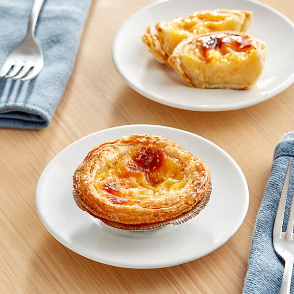 A Bridor Pastel de Nata pastry on a plate.