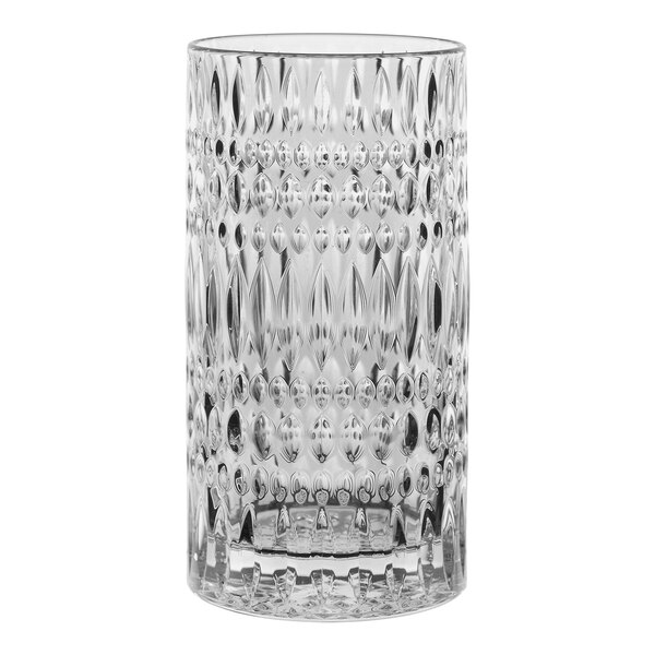 A Nachtmann clear long drink glass with a diamond pattern.