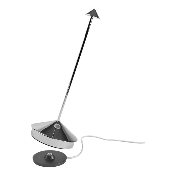 A Zafferano America Pina table lamp with a black and silver metal base and antenna.