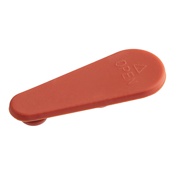 A red plastic Vigor vent closure with a round object on it.