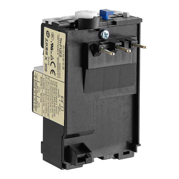 A black Estella overload protection switch with a white label.