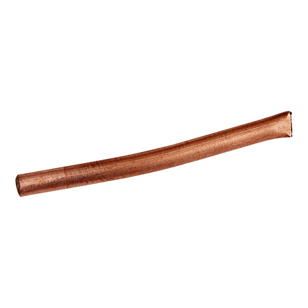 A copper capillary tube on a white background.