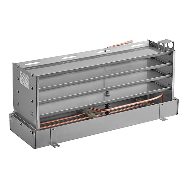 A metal box with pipes and wires.