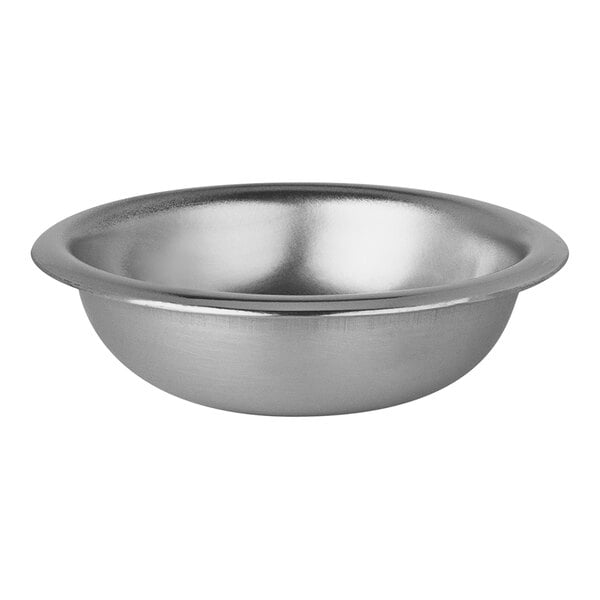 A silver stainless steel Williamsburg Metalworks bowl.