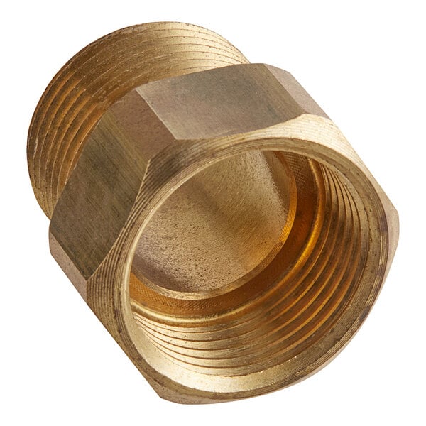 A brass MainStreet Equipment 3/4" adapter.