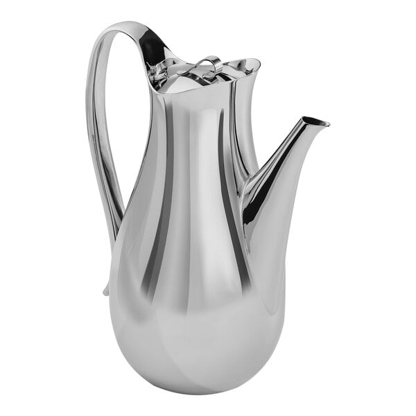 A Robert Welch stainless steel coffee server with a handle.