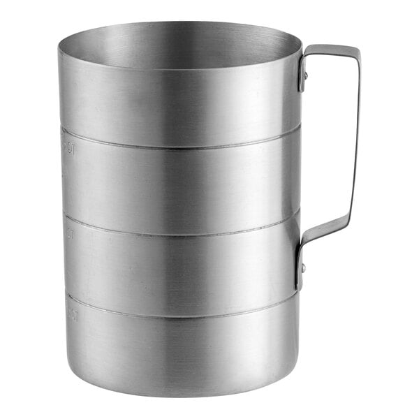 A metal Choice 2 Qt. aluminum measuring cup with a handle.