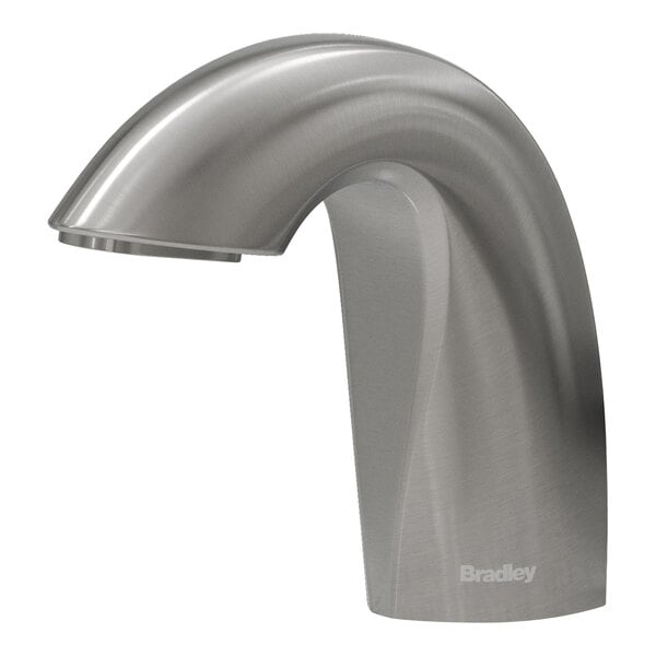A Bradley Verge Crestt brushed stainless steel deck-mounted automatic foam soap dispenser.