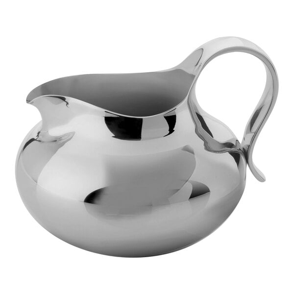 A Robert Welch stainless steel jug with a handle.