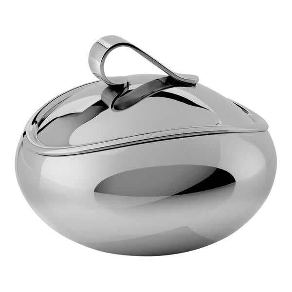 A Robert Welch stainless steel sugar pot with lid.
