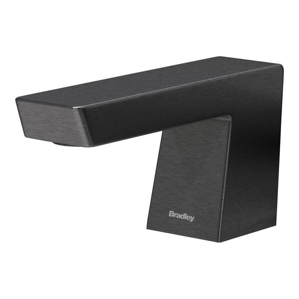 A Bradley Brushed Black stainless steel deck-mounted automatic foam soap dispenser.