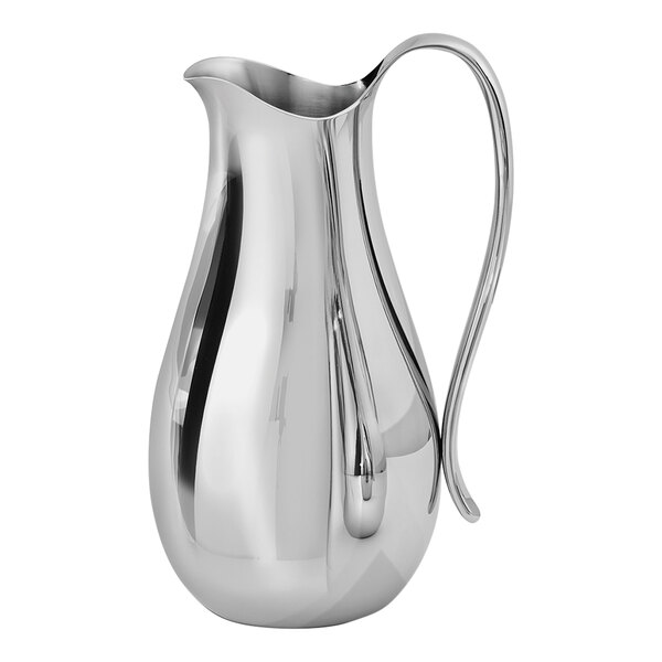 A Robert Welch stainless steel pitcher with a handle.