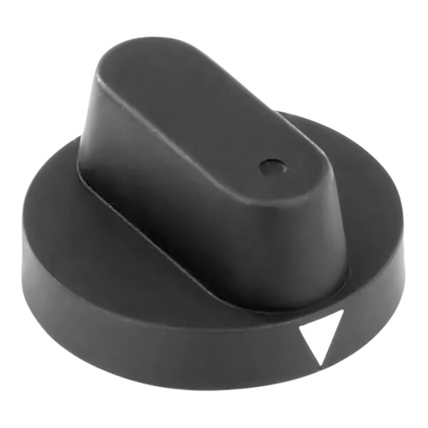 A black plastic Vollrath control knob with a white triangle on it.