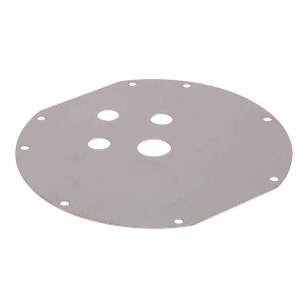 A circular metal Bunn lid with holes.