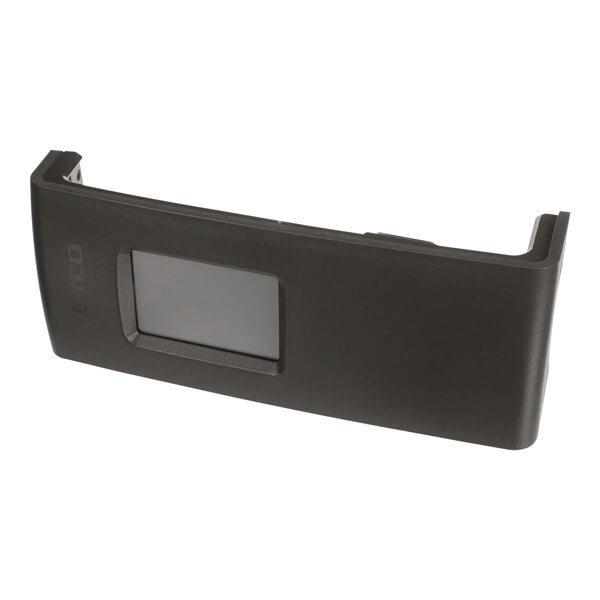 A black rectangular device with a screen on it.
