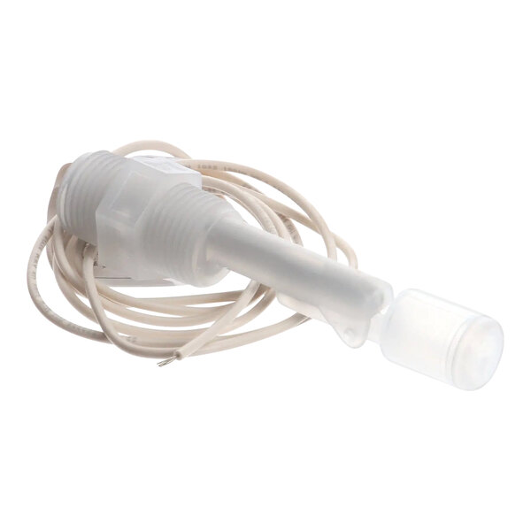 A white plastic tube with a white cord.