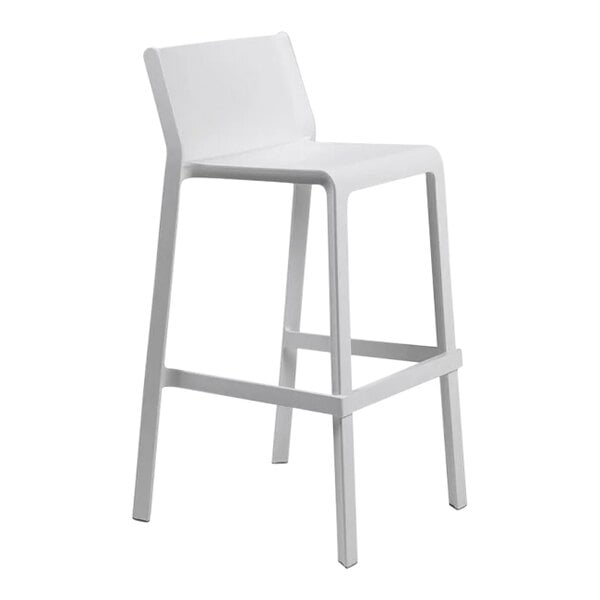 A white Nardi Trill Bianco resin outdoor bar stool.