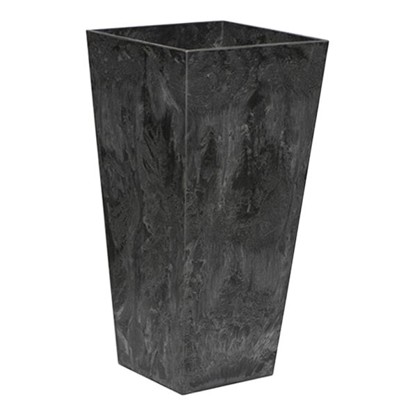 A black rectangular Novelty Manufacturing Co. Ella Artstone planter with a black base.
