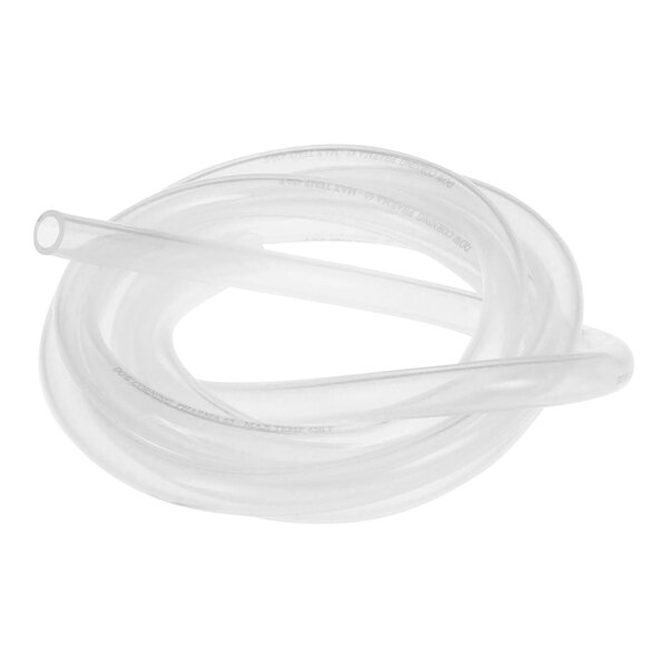 A clear silicone tube with white ends on a white background.