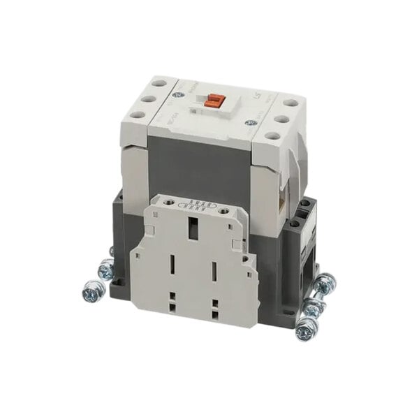 A close-up of a white and grey Baxter 3-pole contactor.
