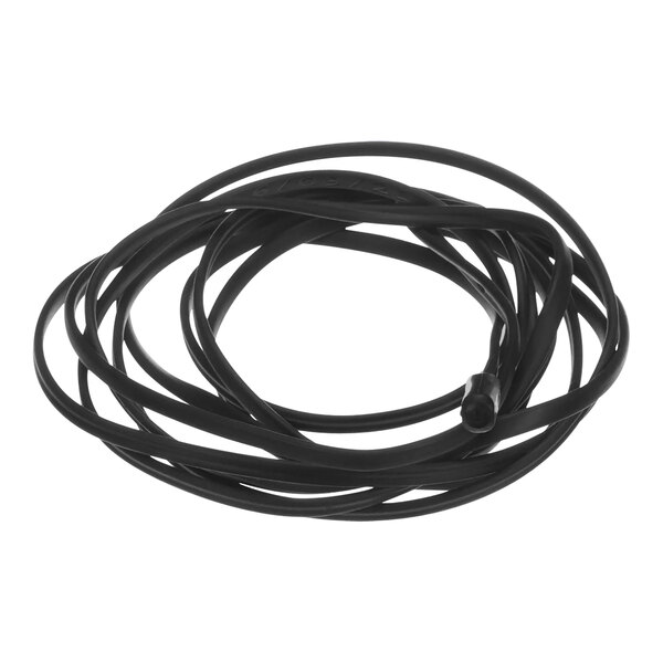 A black rubber cable with a black and white wire on a white background.