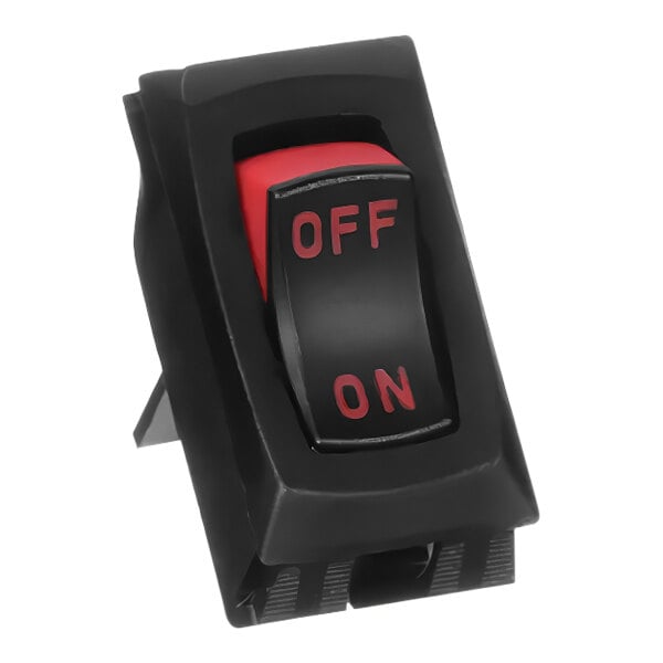 A black switch with red letters reading "Off" and "On"