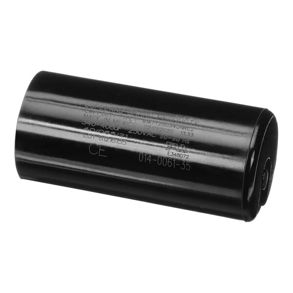 A black cylindrical Hoshizaki capacitor-start.