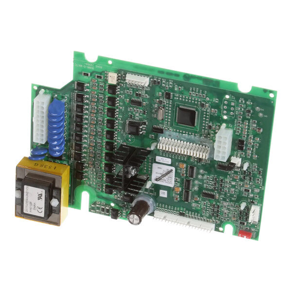 A green Bunn Control Board with many small components, including blue and yellow connectors.