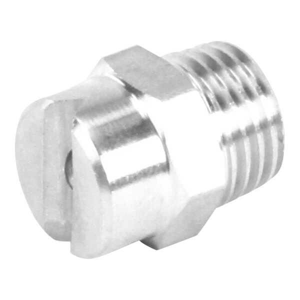 A Stero stainless steel threaded pipe fitting with a silver metal bolt.