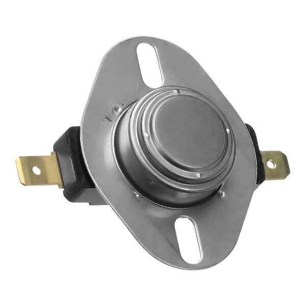 A metal Vollrath reset switch with metal parts and a metal handle.