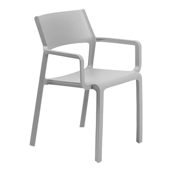 A grey plastic Nardi Trill arm chair.